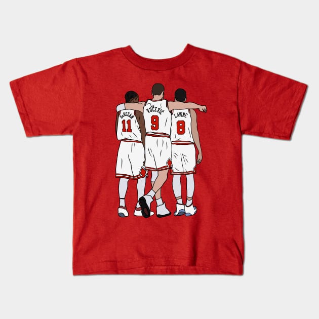 DeMar, Vuc & LaVine Kids T-Shirt by rattraptees